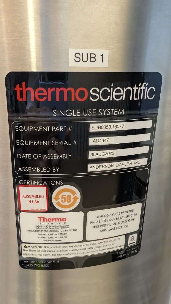 Thermo HyPerforma 50/250 L 一次性生物反應器系統批次 – 全新 – 台灣