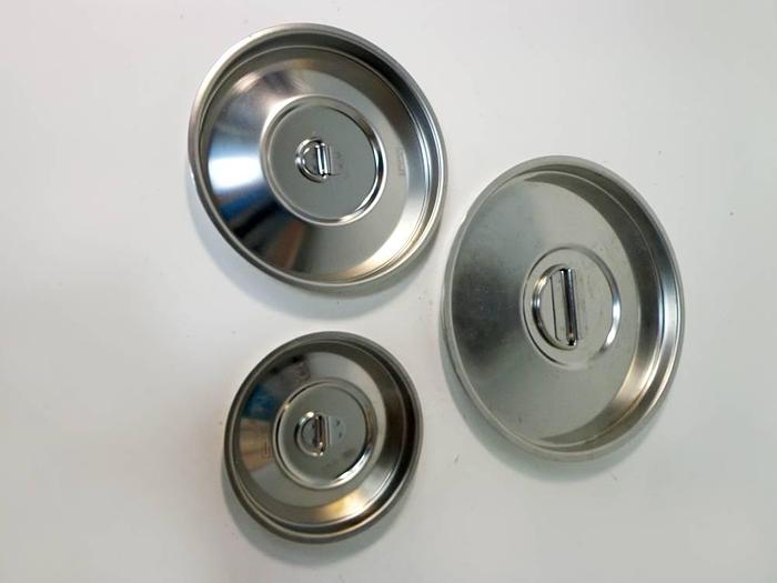 Assorted Stainless Steel Sieve Lids.