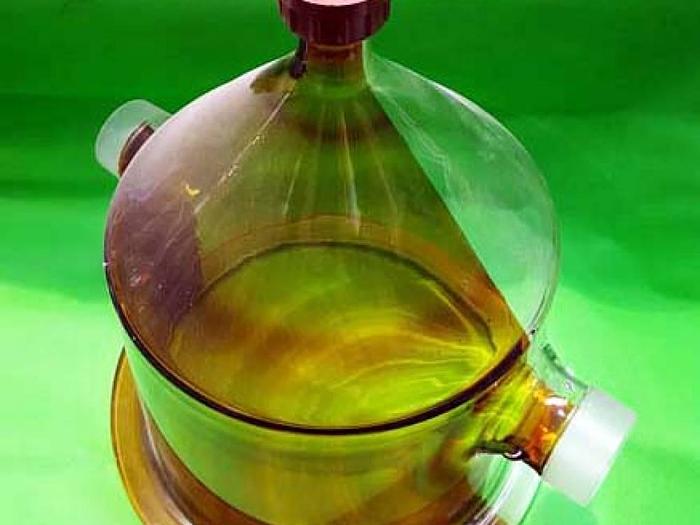 Radleys large glass container - half brown, half clear